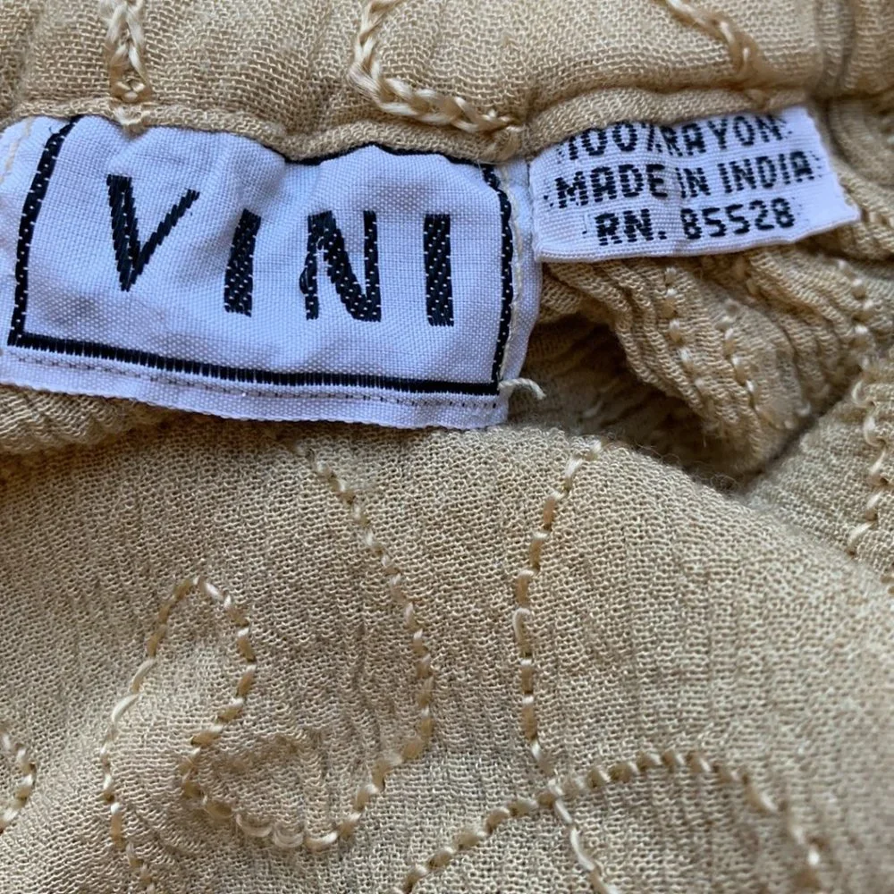 Vini Vintage Midi Skirt Beige Embroidered Women's One Size - Picture 2 of 4